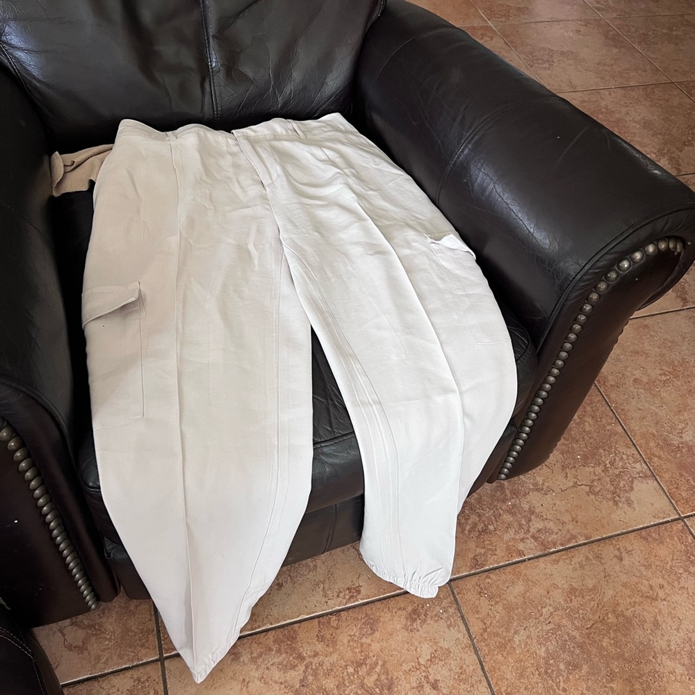 Elegant Cream Wide Leg Pants